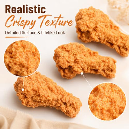 5 Pcs Simulated Chicken Legs Fake Food Model Simulated Model Lifelike Fake Fried Chicken Kitchen Home Party Decoration Display Photography Props