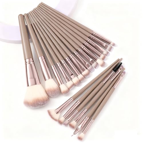 KOLIGHT Pack of 20pcs Cosmetic Eye Shadow Sponge Eyeliner Eyebrow Lip Nose Foundation Powder Makeup Brushes Sets (champagne gold) - color: champagne gold