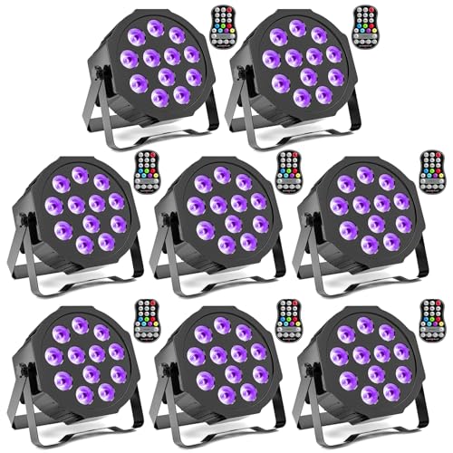 Rechargeable Par Lights Uplights RGBWA+UV 6-in-1 LED Battery Powered Stage Lights with Remote & DMX Control, Sound Activated for Festivals, Weddings, Bars, Churches, DJ - size: 8 Pack