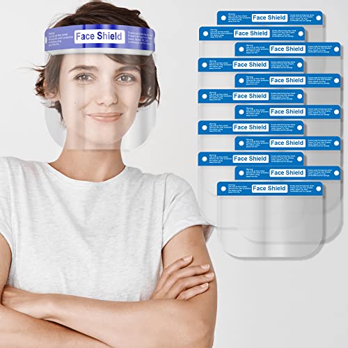 Medical Nation 100 Pack Face Shields | Clear Plastic Face Shield for Women, Men & Kids, Anti-Fog, Lightweight Reusable Full Face Shield Mask, Safety Visor Cover with Comfortable Sponge & Elastic Band - style: Case of 100