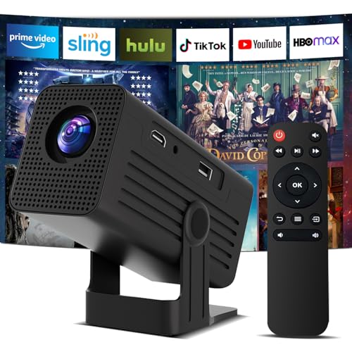Mini Projector, Portable Projector 4K Support, Full HD 1080P Outdoor Movie Projector with WiFi6 and Bluetooth,Auto Focus with Built-in Apps Proyector,Compatible with HDMI/USB/iOS/Android - color: Black