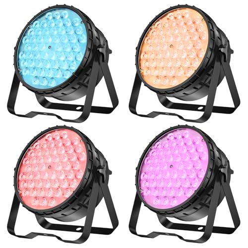 Big Dipper LED Stage Lights Par Lights 54X4W RGBW 4in1 Bright Lighting with High CRI Master-Slave DMX 512 Sound Activated Uplights for Event Concert Club Church 4 Pack - color: LPC010N-4