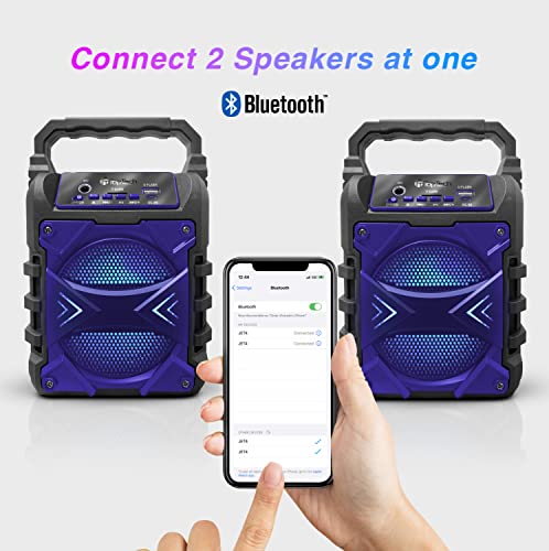 Top Tech Audio Jet-4 400W Bluetooth Speaker, 4" Woofer, Louder Volume, Crystal Clear Stereo, Rich Bass, 100ft Wireless Range, Mic Input, Portable Speaker – Blue - color: Blue
