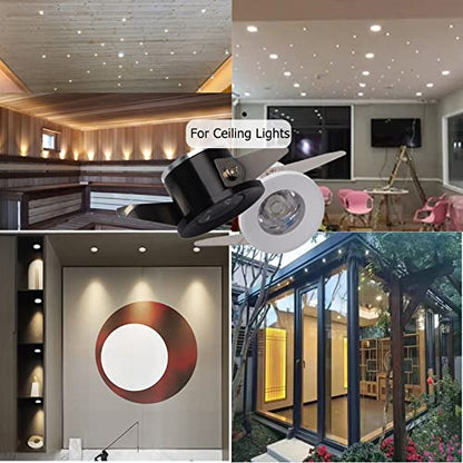 2Pack 1W Mini Spotlights Indoor 1 Inch Recessed Showcase Display Under-Cabinet LED Lights Fixture with AC 110V/220V to 3-12V Power Supply LED Driver 3000K Warm-White Lighting Black Shell - color: Black