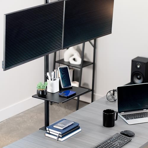 VIVO Universal Steel 14 x 10 inch Shelf Pole Mount for TV Cart, Attaches to 0.5” to 2.4” Poles, Speaker & Microphone Stands, Clamp-on Utility Storage Surface, Black, MOUNT-SF13P (Pack of 6) - size: 14 x 10 inch (Pack of 6)