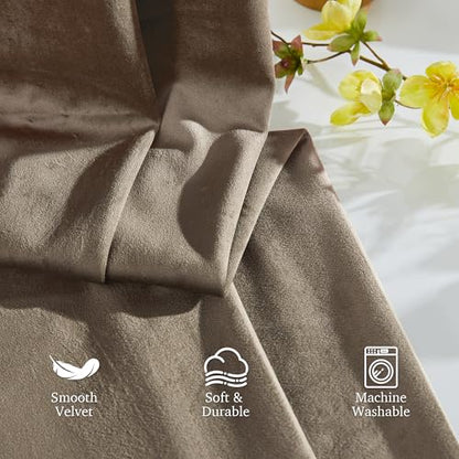 StangH Taupe Velvet Curtains 96 Inches Long 2 Panels Luxury Elegant Drapes | Extra Long Drapes for High Ceiling, Modern Office Window Coverings, Room Darkening Privacy Treatment, W52 x L96 - color: Taupe, size: 52"W x 96"L (Pack of 2)