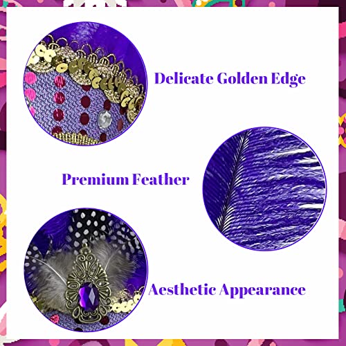 Mardi Gras Headband, Mardi Gras Headband for Women Showgirl Carnival Feather Headpiece for Hawaii Costume Party - color: Purple