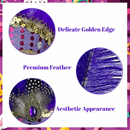 Mardi Gras Headband, Mardi Gras Headband for Women Showgirl Carnival Feather Headpiece for Hawaii Costume Party - color: Purple