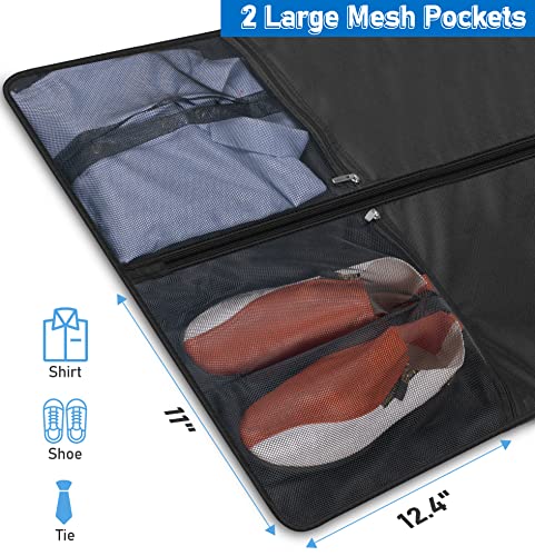 MISSLO 43" Heavy Duty Garment Bags for Travel 6" Gusseted Suit Bags for Closet Storage 4 Handles Hanging Clothes Bag with Pocket Mens Suit Cover for Shirts, Coats, Dresses - size: 43 inch