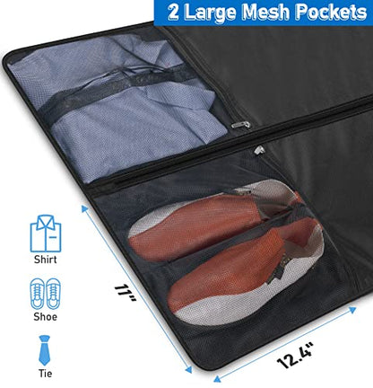 MISSLO 43" Heavy Duty Garment Bags for Travel 6" Gusseted Suit Bags for Closet Storage 4 Handles Hanging Clothes Bag with Pocket Mens Suit Cover for Shirts, Coats, Dresses - size: 43 inch