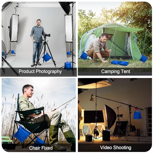 Jerify 12 Packs Photography Weight Bags Photo Studio Filled Weight Bag Empty Heavy Sandbag Set for Photography Tripod Stand Light Stand Sports Outdoor Photo Video Studio Boom Brackets (Blue) - color: Blue