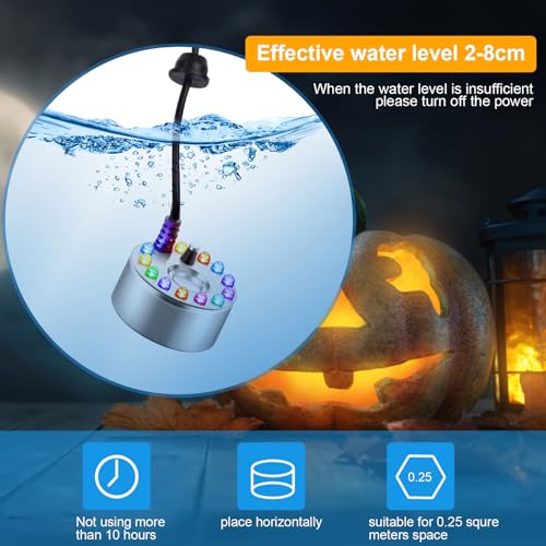 4 Pcs Halloween Mist Maker Fogger with Adjustable Fog Controller Small Ultrasonic Fog Machine Fountain Cauldron Water Garden Pond Foggers with 12 LED Light Flashes for Halloween Party