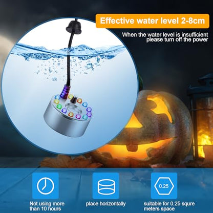 4 Pcs Halloween Mist Maker Fogger with Adjustable Fog Controller Small Ultrasonic Fog Machine Fountain Cauldron Water Garden Pond Foggers with 12 LED Light Flashes for Halloween Party