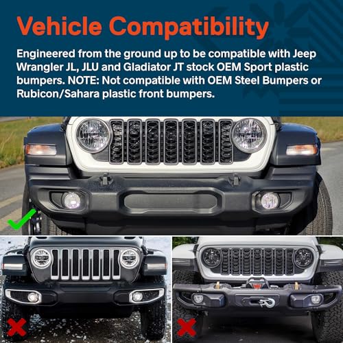 TRUE MODS 60W 4 Inch LED Fog Lights for 2018-2026 Jeep Wrangler JL Sport - size: JL/JT Plastic Sport Bumper, style: Halo + Turn Signal | White