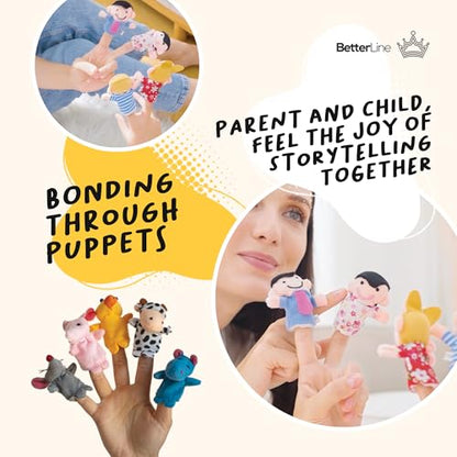 BETTERLINE 20 Piece Story Time Finger Puppets Set Cloth Velvet Puppets Pack | 20 Pack 14 Animals 6 People Family Members Interactive Storytelling Play Imaginative Role Play Toy Interactive - color: 20 Pieces Animals & Family Members