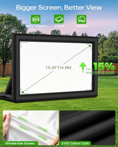 3-in-1 20FT Inflatable Projector Screen - Outdoor Movie Screen, Dart Board and Football Target with 250W Blower, Front/Rear Screen for Celebration & Outside Movie Night - size: 20FT