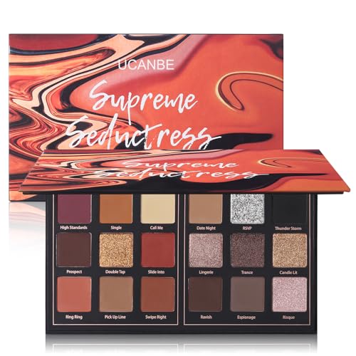 Matte Eyeshadow Palette Pro 18 Colors Pigmented Shimmer Glitter Eye Shadow Palette, Long Lasting Waterproof Dark Smokey Powder Cosmetics Pallet Halloween Valentine Gift Makeup Kit (01# Seductress) - color: Seductress