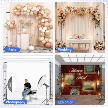 EMART Photo Backdrop Stand, 8.5x10ft Back Drop Stand for Party, Photography | Banner Holder with 6Clamps&Clips, 2Sandbags,Square Backdrop Stand for Wedding, Baby Shower, Events Dectoration, Exhibition - size: 8.5x10ft