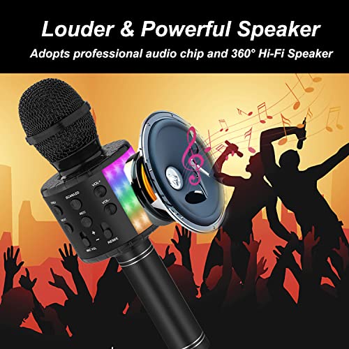 Bluetooth Karaoke Microphone for Party: 8H Playtime, 2H Fast Charge - color: Black2