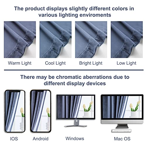 PLEASANT BOULEVARD Stone Blue Velvet Curtains 84 inch Long Heavyweight Blackout Curtains Rod Pocket Thermal Insulated Darkening Window Drapes for Bedroom Living Room, W52 x L84, 2 Panels - color: Stone Blue, size: 52"W x 84"L (Pack of 2)