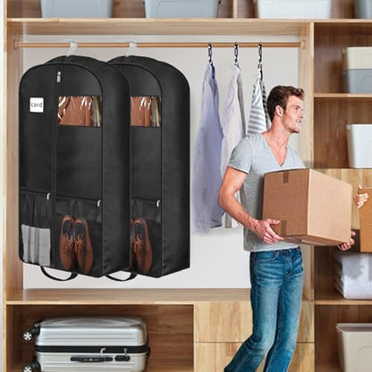 43" Heavy Duty Garment Bags for Travel 6.5" Gusseted Suit Bags for Closet Storage 2 Handles Hanging Clothes Bag with Pocket Mens Suit Cover for Shirts, Coats, Dresses, Suit Holder, 2 Pack - size: 43 inches x 7 inches - 2 Pack