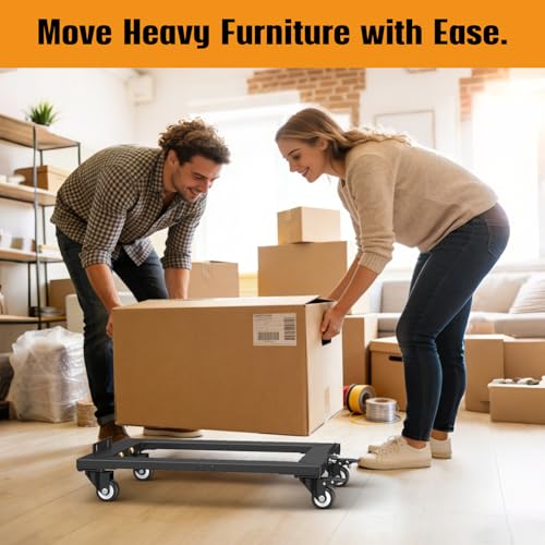 IMAYCC Furniture Moving Dolly 1800LBS, Heavy Duty Dolly cart with Wheels, Reinforced Steel Frame Moving Dolly 4 Wheels with Brake 23.4" x 15.7" Furniture Dolly - size: 1 Pack