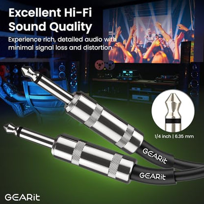 GEARit Professional Speaker Cable (15ft) 12AWG Pure Copper 1/4 inch to 1/4 inch TS Straight Male to Male for Amplifier, Speaker Cabinet, PA and DJ Audio - size: 15 Feet