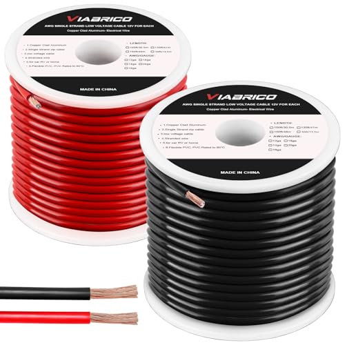 16 Gauge Wire 200FT, 16 AWG Auto 100ft Each Spool, 2 Colors Copper Clad Aluminium Low Voltage Electrical Wire 16 Gauge, Hookup Wire Kit for Breadboard/Automotive/DIY/Battery - size: 16AWG-200FT