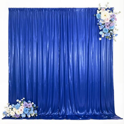 10x10ft Royal Blue Backdrop Curtains Wedding Party Glitter Sequin Curtain Backdrop Fabric Shimmer Drapes Backdrop Baby Shower Birthday Christmas Photoshoot Background Photography 5x10FT，2 Panels - color: Royal Blue, size: 10ft X 10ft(2 Panels 5ft X 10ft)