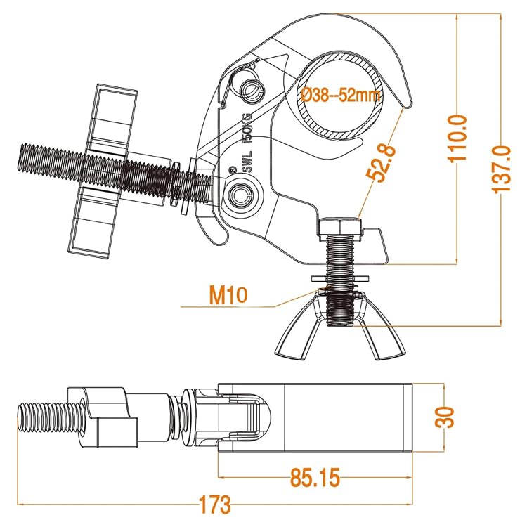 Sarknoah.Pack of 4 .Heavy Duty Truss Clamp.Compatible With 1.6-2.0 Inch Truss Quick Rig Coupler Clamp for DJ Lights .Moving Head Par Lights. 330 lb Aluminum Alloy DJ Light Clamps - color: Silver