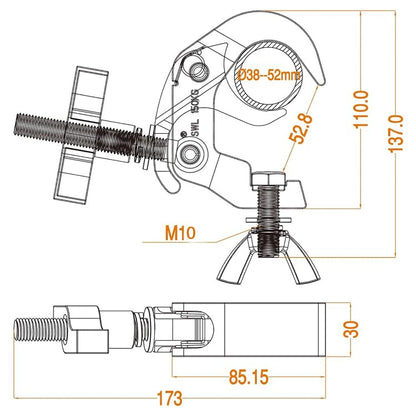 Sarknoah.Pack of 4 .Heavy Duty Truss Clamp.Compatible With 1.6-2.0 Inch Truss Quick Rig Coupler Clamp for DJ Lights .Moving Head Par Lights. 330 lb Aluminum Alloy DJ Light Clamps - color: Silver