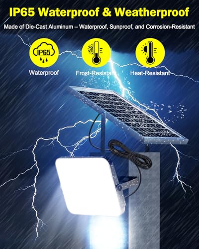 Engrepo Solar Lights Outdoor 3000LM Auto On/Off Dusk to Dawn Light | IP65 Waterproof Outside Solar Powered Security Flood Light with Remote Control for Wall Porch Shed Barn