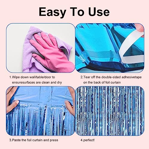 2 Pack 3.28 ft x 6.56 ft Light Blue Tinsel Curtain Party Backdrop - Metallic Foil Fringe Backdrop Door for Halloween, Christmas, Birthday Graduation Wedding Party Streamers Photo Backdrop. - color: Light Blue - 3.28 ft x 6.56 ft