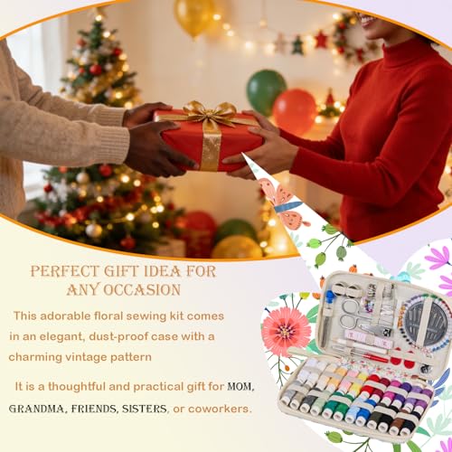 Bobode Printing Floral Travel Sewing Kit with 130 PCS Sewing Accessories - color: 130PCS-HJD