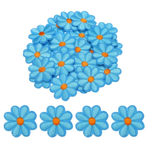 MECCANIXITY Flower Iron-on Patches 90x90mm/3.54x3.54 Pack of 30 Blue - color: Blue