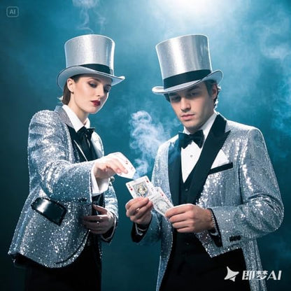 Top Hat for Men Women Adult, Magician Victorian Pilgrim Theatrical Clown Bowler Tailcoat, Cosplay Costume - color: White