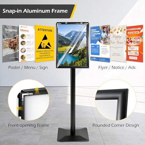 Dyna-Living Sign Holder Stand 11 x 17 Inch Sign Stands for Display, 1 Pack Heavy-duty Pedestal Sign Holder, Adjustable Floor Standing Signs Holders, Poster Holders Stand for A3 Advertising - size: 11'' x 17''-1 Pack