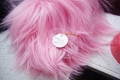 LABEAUTÉ Short Baby Pink Anime Cosplay Wig Male Men Anime Layered Unisex Heat Resistant Hair Wig with Bangs for Party and Halloween for Gift + Free Cap - color: Baby Pink