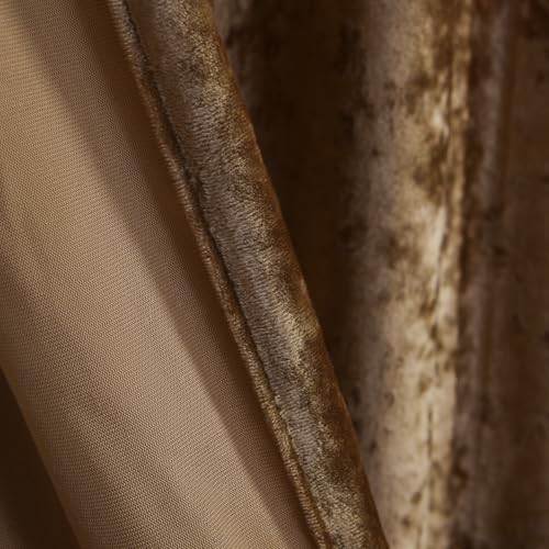 Caramel Crushed Velvet Curtains with Rod Pocket Luxurious Thermal Insulation Room Darkening Window Panels for Living Room Bedroom Office, 2 Panels Set 52" W x 96" L - color: Caramel, size: 52"W x 96"L (Pack of 2)