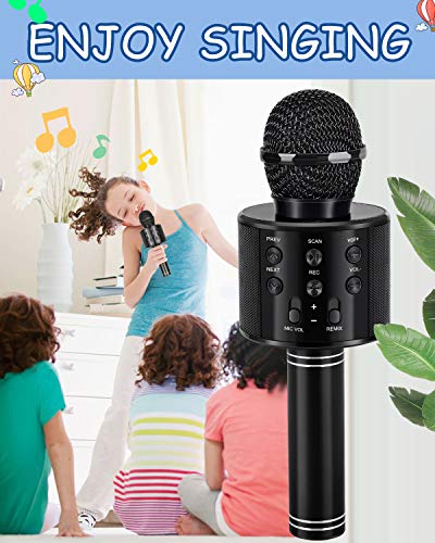Kids Toys Age 3-12, Karaoke Microphone for Kids Birthday Presents Gifts for 5 6 7 8 9 10 11 12 Year Old Girls Boys Toys for 4-11 Year Old Girl Boy Teen - Black - color: Black