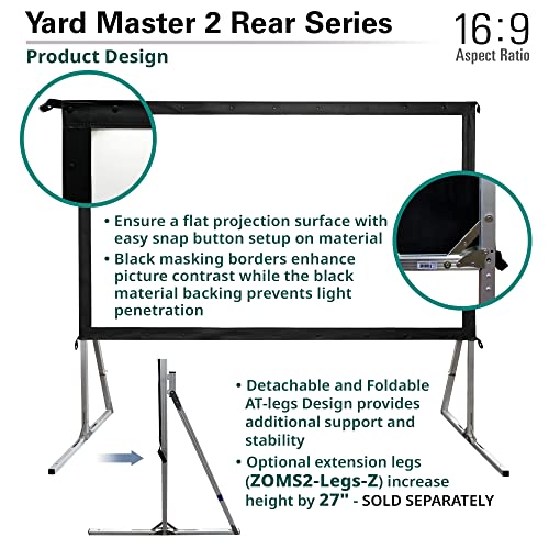 Elite Screens Yard Master 2, 90-inch Indoor Outdoor Portable Fast Folding Projector Screen w/ Stand 16:9, 8K 4K Ultra HD 3D Movie Theater Rear Projection , OMS90HR3 -US Based Company 2-YEAR WARRANTY - size: 90-inch, style: 16:9 Aspect Ratio