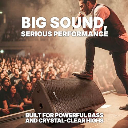 Rockville PLX12 12" Powered PA Speaker, 3000W Peak / 750W RMS, Plywood, DSP | Enclosure, Bluetooth 5.2 TWS, 2 XLR/TRS Inputs, AUX, XLR Output, Wedge Monitor, Pole Mount, 127dB SPL, Class D, 12 Fly Points