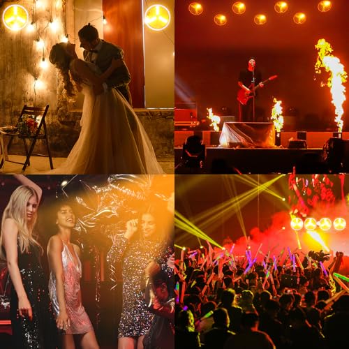 100W Retro DJ Lights, Gold Super Bright COB Par Light Stage Spotlights with Strip, Sound Activated Vintage DMX Uplights Indoor for Events Club Wedding Theater Church Dance Lighting