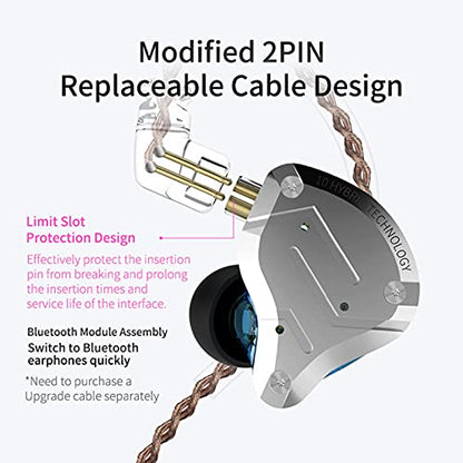 KZ ZS10 Pro 4BA+1DD in Ear Monitor Headphones 5 Driver HiFi Metal Earbuds Headphone Noise Cancelling IEM Earphone with 2 Pin Detachable Cable - size: With Mic