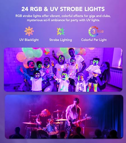 KeoBin DJ Lights for Parties, Pro 6 in 1 DMX & Sound Activated Laser Light Show Machine with Disco Ball Light, RGBW & UV Strobe Party Lights Indoor for Rave Club Dance Bar Gig DJ Lighting | Disco Ball Lights, Wide Laser Beams, RGBW+UV Strobes, DMX512, Rem