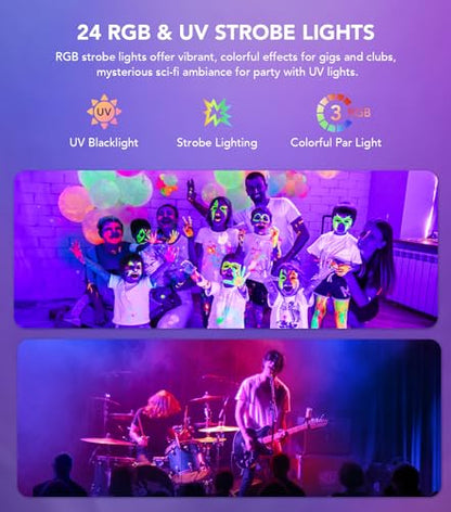 KeoBin DJ Lights for Parties, Pro 6 in 1 DMX & Sound Activated Laser Light Show Machine with Disco Ball Light, RGBW & UV Strobe Party Lights Indoor for Rave Club Dance Bar Gig DJ Lighting | Disco Ball Lights, Wide Laser Beams, RGBW+UV Strobes, DMX512, Rem