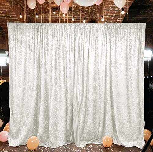 AK TRADING CO. 10 feet x 10 feet Lush Velvet Backdrop Drapes Curtains Panels with Rod Pockets - Wedding Ceremony Party Home Window Decorations - White - color: White
