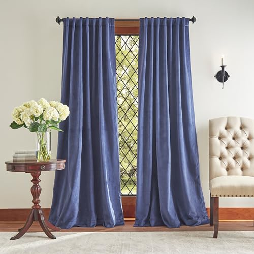 Martha Stewart Lucca Velvet Blackout Curtains 50 x 95 Navy Blue, 2 Panels - color: Navy, size: 50"W x 95"L (Pack of 2)
