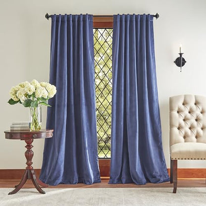 Martha Stewart Lucca Velvet Blackout Curtains 50 x 95 Navy Blue, 2 Panels - color: Navy, size: 50"W x 95"L (Pack of 2)
