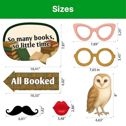 Book Club Photo Booth Props & Literary Party Decorations, Fun Supplies for Reading Groups - 20pcs
